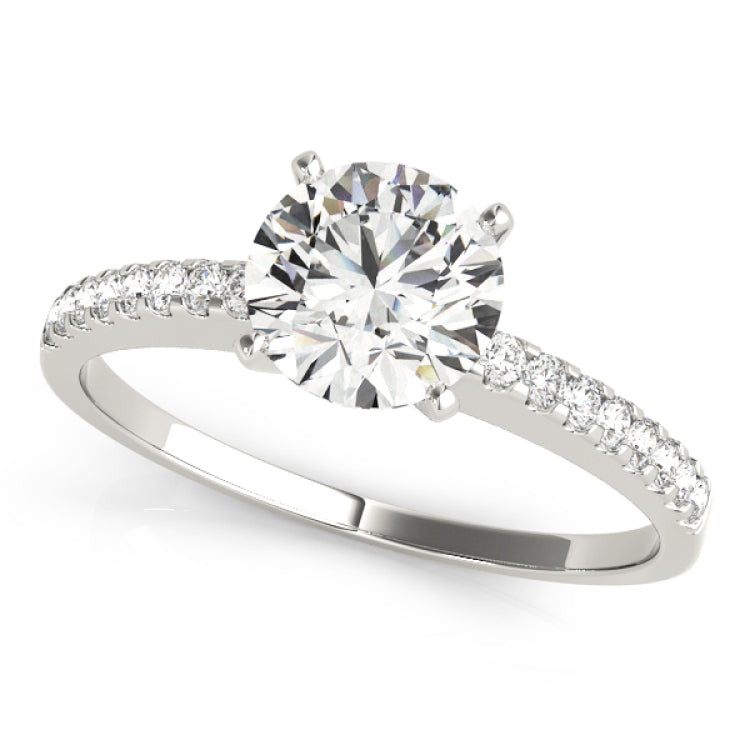 14kt gold Single Row Engagement Ring Prong Set