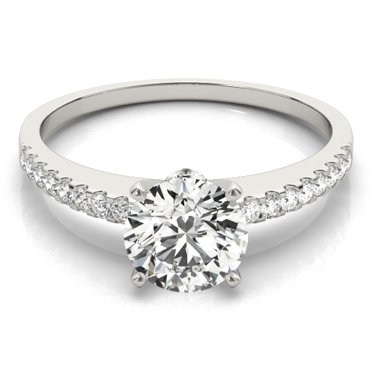 14kt gold Single Row Engagement Ring Prong Set