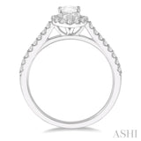 3/4 Ctw Diamond Ladies Engagement Ring with 1/2 Ct Oval Cut Center Stone in 14K White Gold