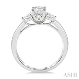 3/4 Ctw Pear and Oval Cut Diamond Ladies Engagement Ring With 1/2 Ct Oval Cut Center Stone in 14K White Gold