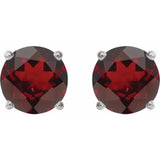 14K White 7 mm Natural Mozambique Garnet Stud Earrings
