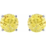 14K White 7 mm Lab-Grown Yellow Sapphire Stud Earrings
