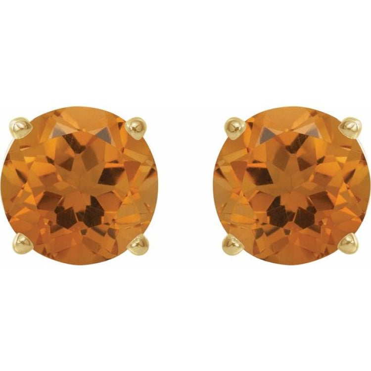 14K Yellow 7 mm Natural Citrine Stud Earrings