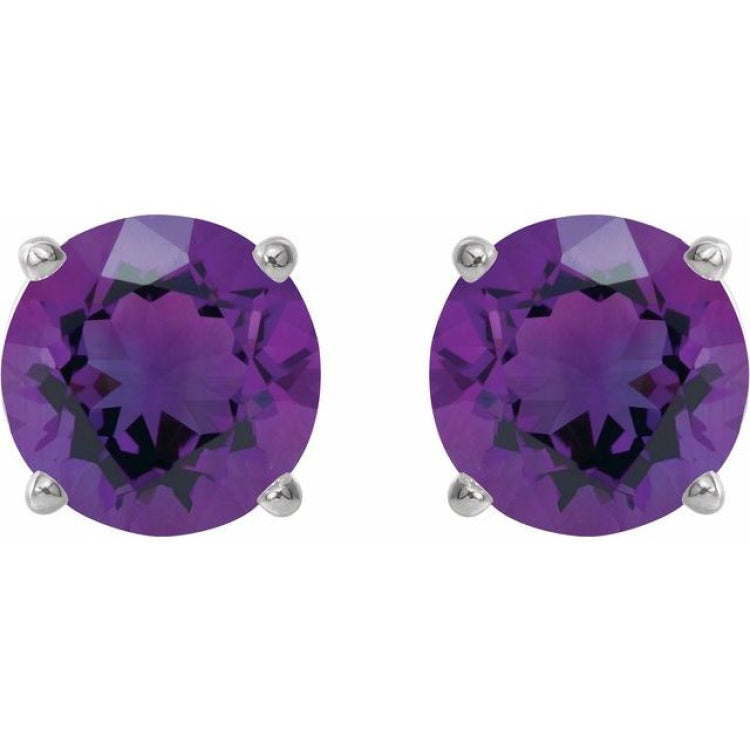 Platinum 7 mm Natural Amethyst Stud Earrings