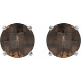 Platinum 7 mm Natural Smoky Quartz Stud Earrings