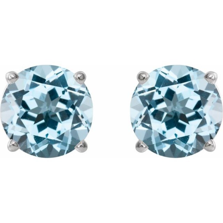 Sterling Silver 7 mm Natural Sky Blue Topaz Stud Earrings