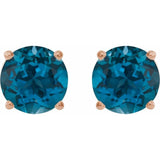 14K Rose 8 mm Natural London Blue Topaz Stud Earrings