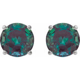 14K White 8 mm Lab-Grown Alexandrite Stud Earrings