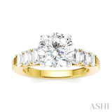 1 Ctw Round Shape Emerald and Round Cut Diamond Semi-Mount Engagement Ring in 14K Yellow and White Gold