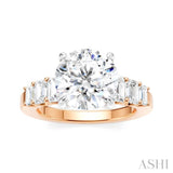 1 1/4 Ctw Round Shape Emerald and Round Cut Diamond Semi-Mount Engagement Ring in 14K Rose and White Gold