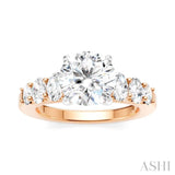 1 Ctw Round Shape Oval and Round Cut Diamond Semi-Mount Engagement Ring in 14K Rose and White Gold