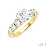 1 Ctw Round Shape Oval and Round Cut Diamond Semi-Mount Engagement Ring in 14K Yellow and White Gold