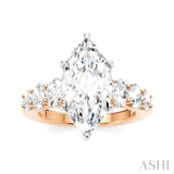 1 1/4 Ctw Marquise Shape Oval and Round Cut Diamond Semi-Mount Engagement Ring in 14K Rose and White Gold