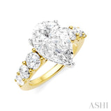1 1/5 Ctw Pear Shape Round Cut Diamond Semi-Mount Engagement Ring in 14K Yellow and White Gold