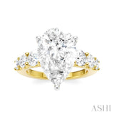 1 1/5 Ctw Pear Shape Round Cut Diamond Semi-Mount Engagement Ring in 14K Yellow and White Gold