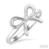 1/50 Ctw Bow Tie Round Cut Diamond Fashion Ring in Sterling Silver
