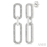 1/10 Ctw Bold Round Cut Diamond Paperclip Earrings in Sterling Silver