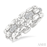 1/10 Ctw Bold Panther Link Single Cut Diamond Fashion Ring in Sterling Silver