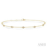 1/10 Ctw Clover Motif Round Cut Diamond Station Bracelet in 10K Yellow Gold
