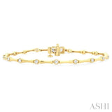 1/2 Ctw Bamboo Internodes Round Cut Diamond Fashion Bracelet in 14K Yellow Gold