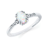 10KT.09CT(8)DIA/7X5OV CREATED OPAL LDS RG