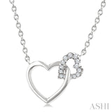 1/10 Ctw Round Cut Diamond Interlocked Heart Fashion Petite Pendant With Chain in 10K White Gold
