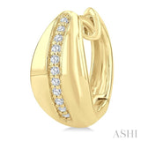 1/6 Ctw Round Cut Golden Glow Diamond Bold Fashion Hoop Earrings in 10K Yellow Gold