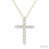 1/3 Ctw Round Cut Diamond Cross Pendant With Chain in 14K Yellow Gold