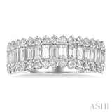 1 1/2 Ctw Wide Baguette and Round Cut Diamond Fashion Band in 14K White Gold