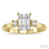 1/2 Ctw Fusion Baguette and Round Cut Diamond Engagement Ring in 14K Yellow and White Gold