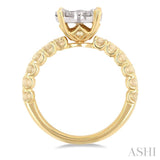 1 1/2 Ctw Lovebright Circular Shaped Round Cut Diamond Engagement Ring in 14K Yellow and White Gold