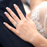 1 Ctw Lovebright Round Cut Diamond Wedding Set With 1/2 Ctw Tri-Mount Engagement Ring and 3/8 Ctw Lattice Wedding Band in 14K White Gold