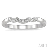 1/10 Ctw Waves Center Round Cut Diamond Wedding Band in 14K White Gold