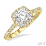 3/4 ctw Diamond Ladies Engagement Ring with 1/2 Ct Round Cut Center Stone in 14K Yellow and White Gold