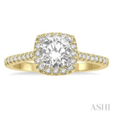 3/4 ctw Diamond Ladies Engagement Ring with 1/2 Ct Round Cut Center Stone in 14K Yellow and White Gold