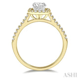 3/4 ctw Diamond Ladies Engagement Ring with 1/2 Ct Round Cut Center Stone in 14K Yellow and White Gold