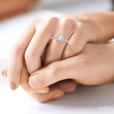 3/4 ctw Diamond Ladies Engagement Ring with 1/2 Ct Round Cut Center Stone in 14K Rose and White Gold