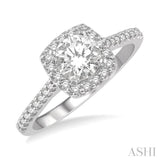 3/8 ctw Diamond Ladies Engagement Ring with 1/4 Ct Round Cut Center Stone in 14K White Gold