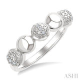 1/20 Ctw Bold Bead Design Single Cut Diamond Fashion Ring in Sterling Silver