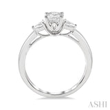 1/2 ctw Oval and Pear Cut Diamond Ladies Engagement Ring with 1/3 Ct Oval Cut Center Stone in 14K White Gold