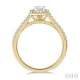 3/8 ctw Emerald Shape Engagement Ring with 1/4 Ct Emerald Cut Center Stone in 14K Yellow and White Gold