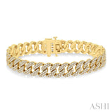 4 ctw Round Cut Diamond Cuban Bracelet in 14K Yellow Gold