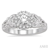 5/8 ctw Diamond Engagement Ring with 3/8 ct Round Cut Center Stone in 14K White Gold