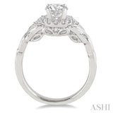 5/8 ctw Diamond Engagement Ring with 3/8 ct Round Cut Center Stone in 14K White Gold