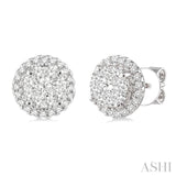 1.00 Ctw Lovebright Round Cut Diamond Earrings in 14K White Gold