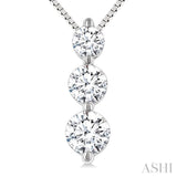 1/4 Ctw Round Cut Diamond Three-Stone Snowman Pendant With Chain in 14K White Gold