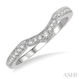 1/6 ctw Arched Lattice Center Round Cut Diamond Wedding Band in 14K White Gold