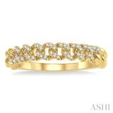 1/6 ctw Round Cut Diamond Curb & Cuban Fashion Band in 14K Yellow Gold