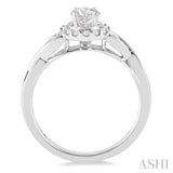 1/2 ctw Diamond Engagement Ring with 1/5 ct Round Cut Center Stone in 14K White Gold