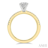 1 ctw Diamond Engagement Ring With 3/4 ct Round Cut Center Stone in 14K Yellow and White Gold